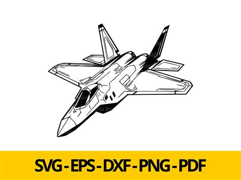 F-22 Fighting Raptor Svg, Eps, Dxf and Png | Warbird Svg| Vector Image | Clipart | Plane | T ...