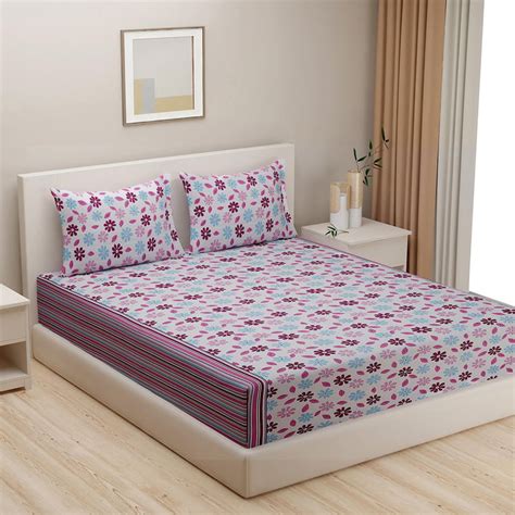Buy SWAYAM Bold Daisy Delight 160TC Cotton Queen Bedsheet Set from ...