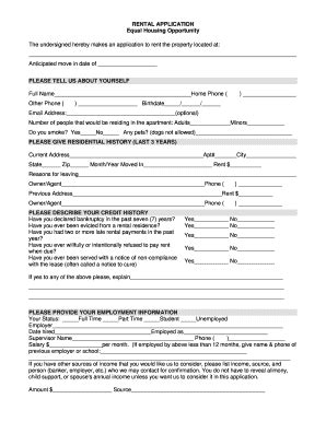 Equal Housing Opportunity Rental Application 2012-2026 - Fill and Sign ...