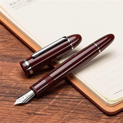 Jinhao X159 Wine Red Acrylic Fountain Pen, Fine Nib Silver Trim Classic ...