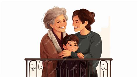 Joyful Family Embrace MotherinLaw Son and Happy Woman Hugging Together ...