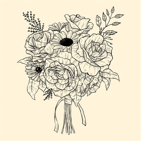 Flower Bouquet Drawing Images | Best Flower Site