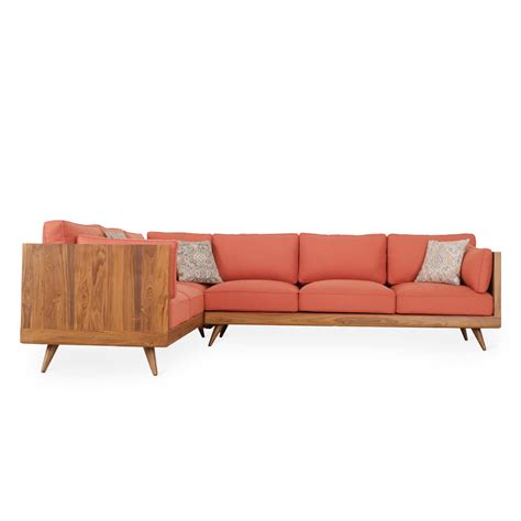 Priamka - Six Seater L-Shaped Teak Sofa, Wooden Back | Alankaram