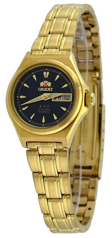 Buy Orient FNQ1S002B Women's Gold Tone Stainless Steel 3 Star Black ...