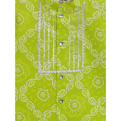 Tiber Taber Baby Boy Bandhani Print Cotton Kurta Set - Green ...