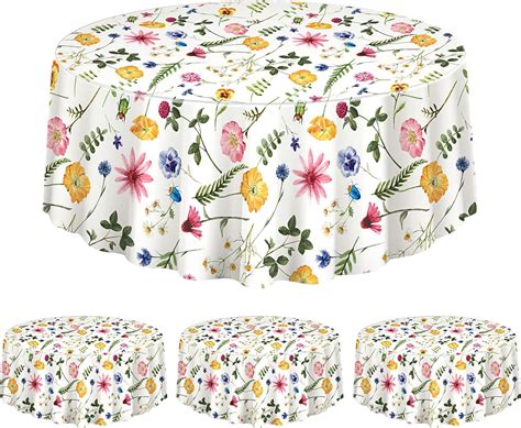 Amazon.com: Kinlop 4 Pcs Plastic Round Tea Party Tablecloths 70" Floral ...