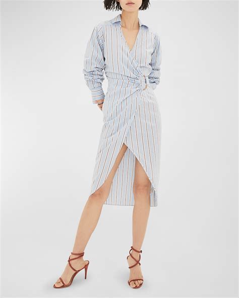 Veronica Beard Lavella Topstitched Mini Wrap Dress | Neiman Marcus