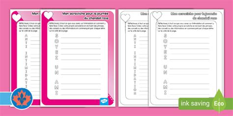 Pink Shirt Day Anti-Bullying Poem Writing Activity French