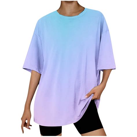 Hfnxid 2025 Womens Oversized T Shirts Loose Fit Short Sleeve Crewneck ...