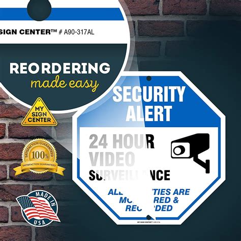 Buy Security Alert 24 Hour CCTV Sign Video Surveillance in Use, Octagon ...