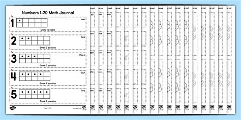 Kindergarten Numbers 1-20 Math Journal Prompts