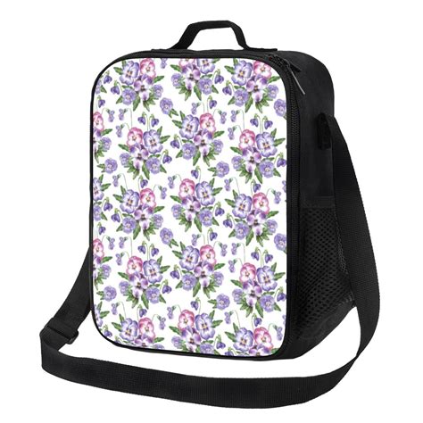 Easygdp Violets Flowers Lunch Box Large capacity Lunch Bag Leakproof Cooler Tote Bag Organizer ...