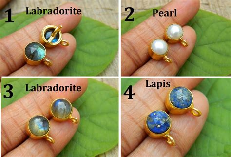 Buy Natural Gemstone & Pearl Cabochons Ear Post Studs Nepali Setting ...