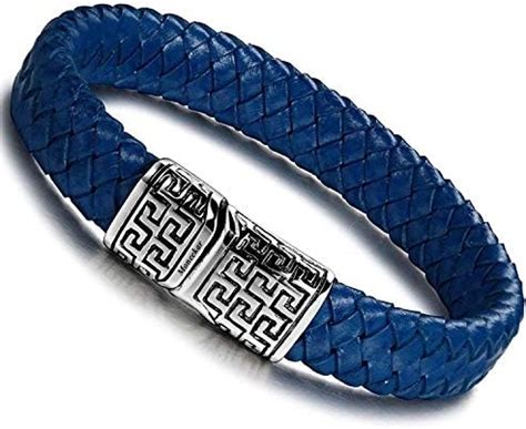 Buy Moneekar Jewels Leather with Stainless Steel Magnetic Clasp Blue ...