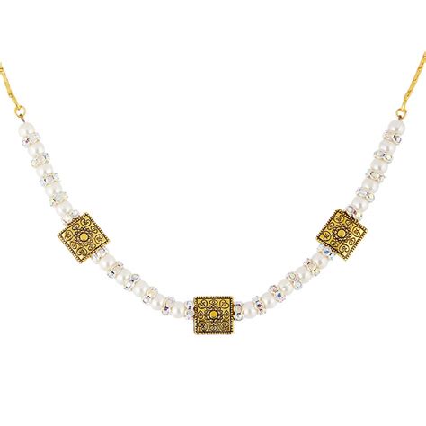 ZENEME Mangalsutra Gold White Pearl Tradition Stone Studded Tanmaniya ...