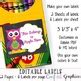 Editable Printable Labels Cute Chalkboard Girl Owl Name Stickers School ...