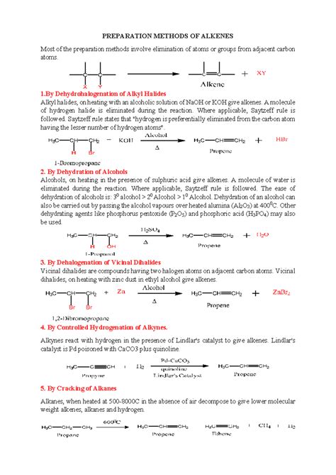 POC1 Unit2 Alkenes and Dienes notes - PREPARATION METHODS OF ALKENES ...
