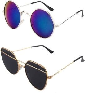 Buy SmartGlass Round, Retro Square Sunglasses Black, Blue For Men ...