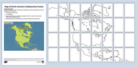 Map of North America Collaborative Puzzle Activity