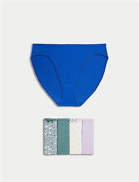 Buy 5pk Cotton Lycra™ High Leg Knickers at Marks & Spencer