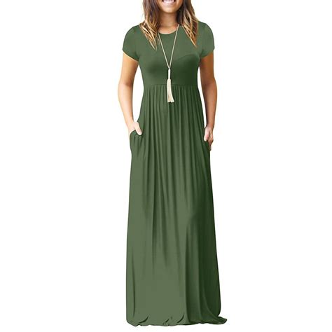 MLANM Women's Short Sleeve Casual Maxi Dresses Empire Party Evening ...