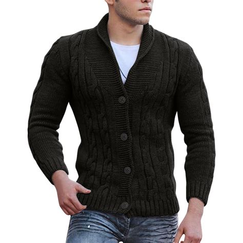 Entyinea Mens Cardigans and Zip-up Sweaters Long-Sleeve Button up ...