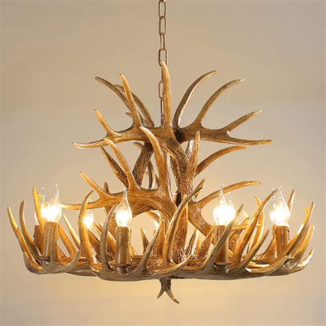 HermnJakk Deer Antler Chandelier with Adjustable Chain - 9 Light ...