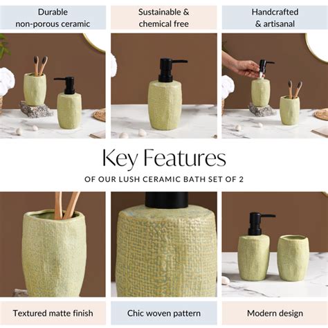 Lush Ceramic Bath Set Of 2 Lime Green Online - Premium Bath Set | Nestasia