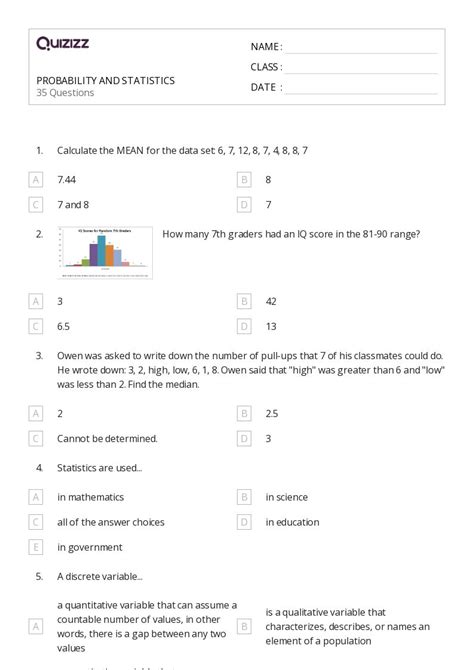 50+ probability and statistics worksheets for 11th Class on Quizizz ...