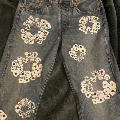 Denim Tears Jeans With rhinestones size 26 Worn once... - Depop