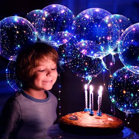 Buy 10 Pack LED Balloons, Clear Light Up Balloons with Sticks + Air ...