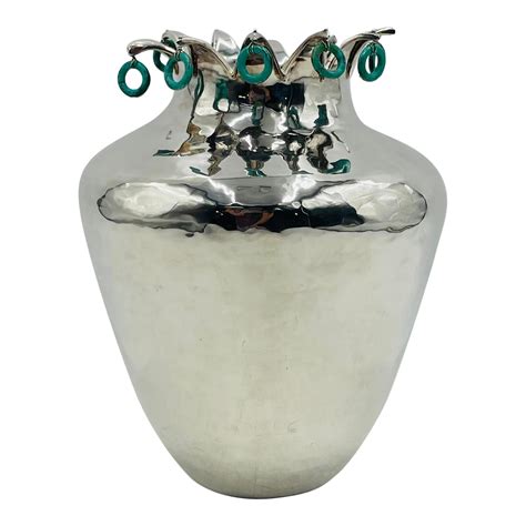1980s Emilia Castillo Silver Vase With Stone Accents, Signed, Taxco ...