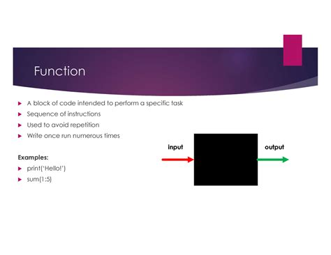 Functions Loops - Lecture notes 2 - Function A block of code intended ...