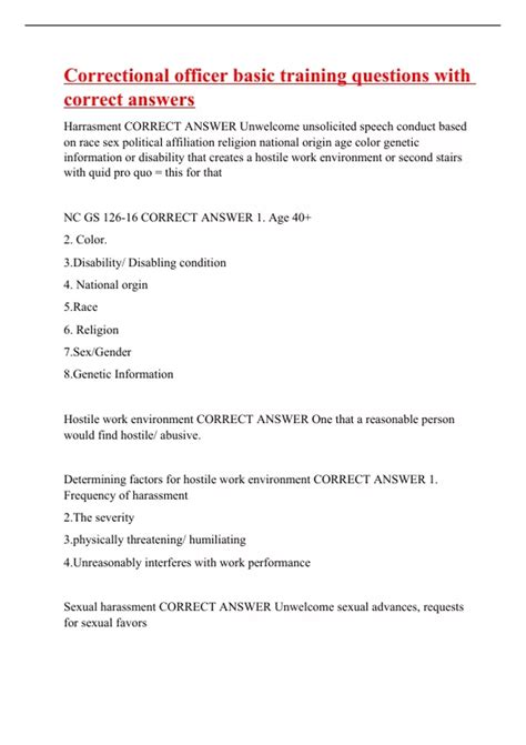 Correctional officer basic training questions with correct answers ...