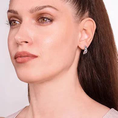 Classic Treasures Sterling Silver Diamond Accent Twist J- Hoop Earrings