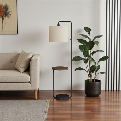 Latitude Run® Garvey 67"H Floor Lamp, Usb Port Included & Black Metal ...