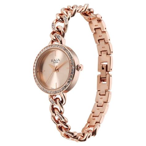 Buy Online Titan Raga Showstopper Quartz Analog Rose Gold Dial Metal ...