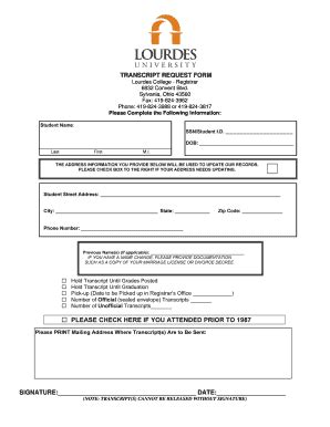 Lourdes University Transcripts - Fill Online, Printable, Fillable ...