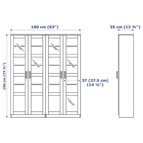 BRIMNES storage combination w glass doors, white, 160x35x190 cm (63x133 ...