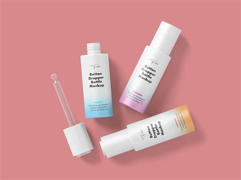 Free Push Button Dropper Bottle Mockup PSD Set - Good Mockups