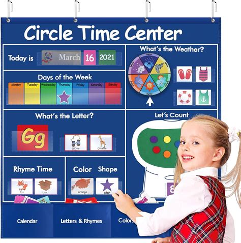 Buy Circle Learning Time Center Pocket Chart Calendar Set, Educational ...