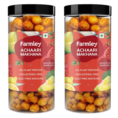Farmley Roasted Achaari Makhana- Roasted In Olive Oil 166 gram (Pack of ...