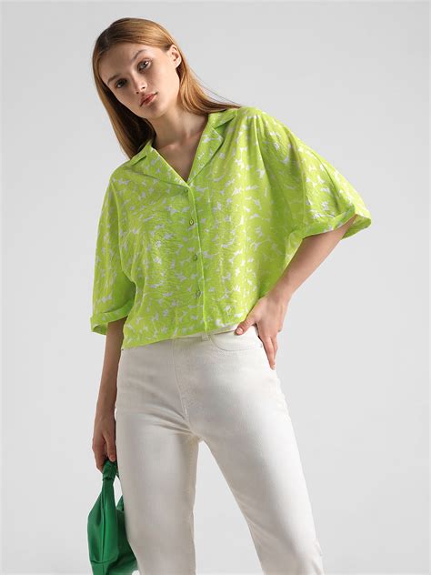 Lime Green Printed Shirt