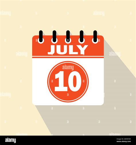 Icon calendar day - 10 July. 10th days of the month, vector ...