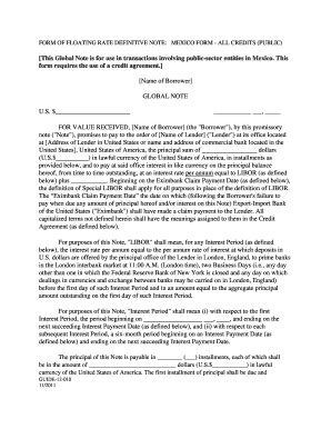 Fillable Online exim FORM OF FLOATING RATE DEFINITIVE NOTE MEXICO FORM ...