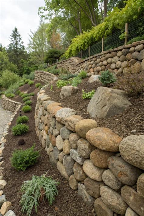 14+ Creative River Rock Retaining Wall Ideas