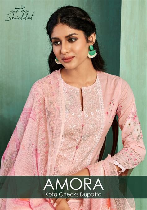 Shiddat Amora Wholesale Kota Checks Dupatta Dress Material - textiledeal.in