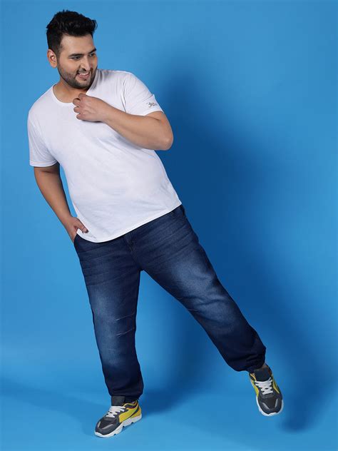 Plus Size MEN SOLID CASUAL DENIM JEANS Sizes (38-44) | Instafab Plus