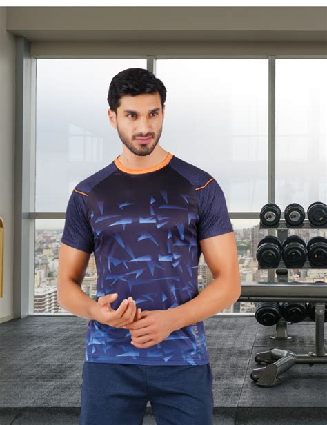 DRY FIT ROUND NECK T SHIRT - NAVY AND ORANGE S11 – utmostsport