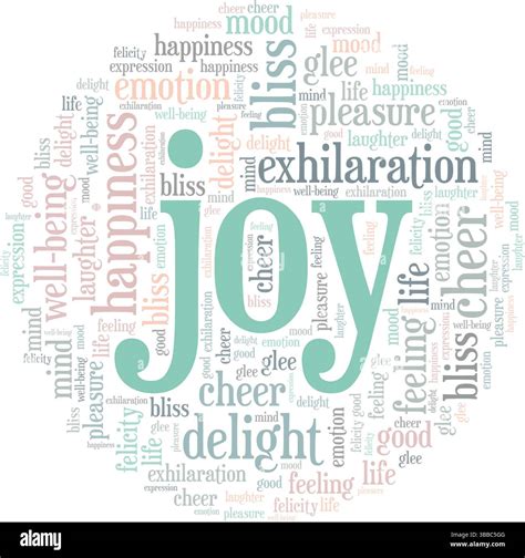 Joy, calm and happiness word cloud conceptual design isolated on white ...